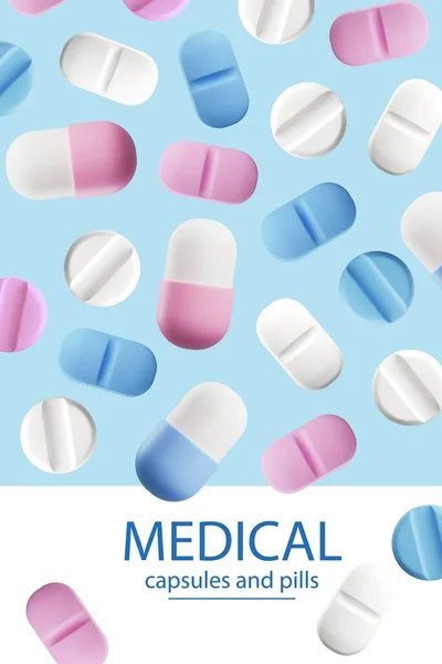 Volantino Medico Modello Banner Sito Web Social Media Con Farmaci — Vettoriale Stock