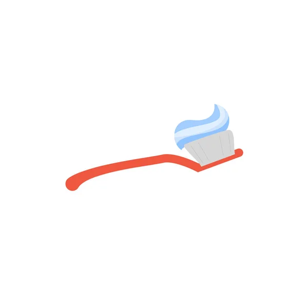 Escova Dentes Com Pasta Dental Ilustração Vetorial Cartoon Plana Isolado — Vetor de Stock