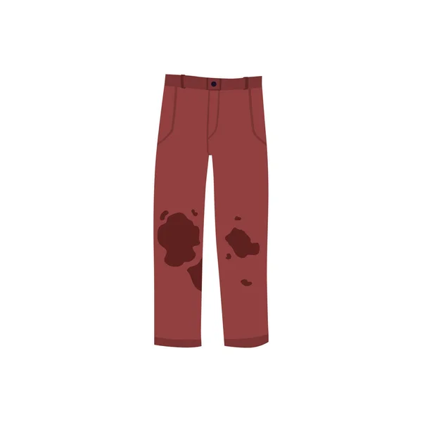 Pantalones Sucios Con Manchas Barro Ilustración Vectorial Plana Aislada Sobre — Vector de stock