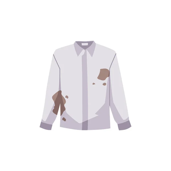Camisa Manchada Suja Com Manchas Enlameadas Ilustração Vetorial Desenhos Animados — Vetor de Stock