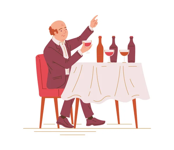 Beyaz Arka Planda Izole Edilmiş Vektör Illüstrasyonuyla Şarap Tatan Takım — Stok Vektör