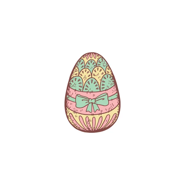カラーの卵イースターのシンボルスケッチスタイル 白い背景に隔離されたベクトルイラスト 装飾的なデザイン要素 宗教的な休日や伝統 — ストックベクタ