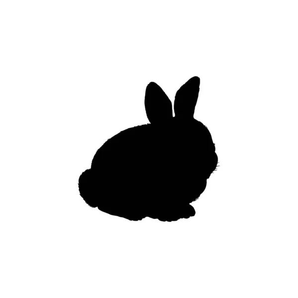 Silueta Negra Estilo Plano Conejo Sentado Ilustración Vectorial Aislada Sobre — Vector de stock