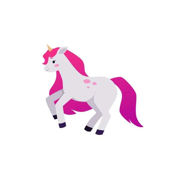 Juguete Unicornio Con Melena Rosa Cola Estilo Plano Ilustración Vectorial — Vector de stock
