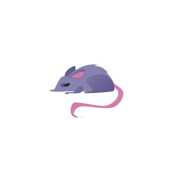 Rat Gris Rusé Avec Longue Queue Style Plat Illustration Vectorielle — Image vectorielle
