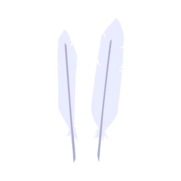Bílé Ptačí Peří Ploché Vektorové Ilustrace Izolované Bílém Pozadí Ptačí — Stockový vektor
