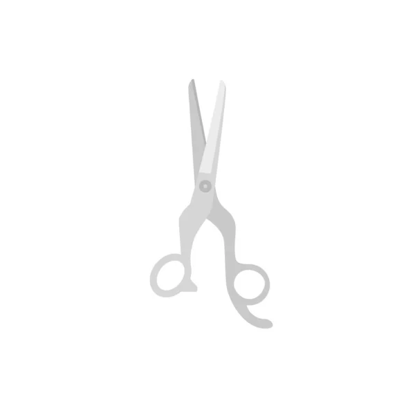 专业剪发用剪子 平面矢量图以白色背景隔离 理发师工具 美容院配件 金属剪刀或剪子 — 图库矢量图片