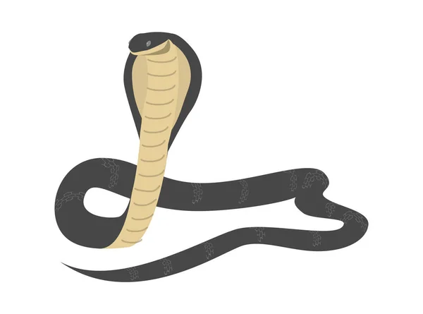 Dangerous King Cobra Snake Flat Style Vector Illustration Isolated White — стоковый вектор