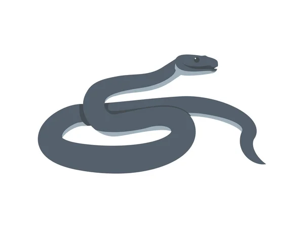 危险的黑曼巴蛇 扁平的矢量图解孤立在白色背景上 画毒蛇的非洲 动物和野生动物的概念 — 图库矢量图片