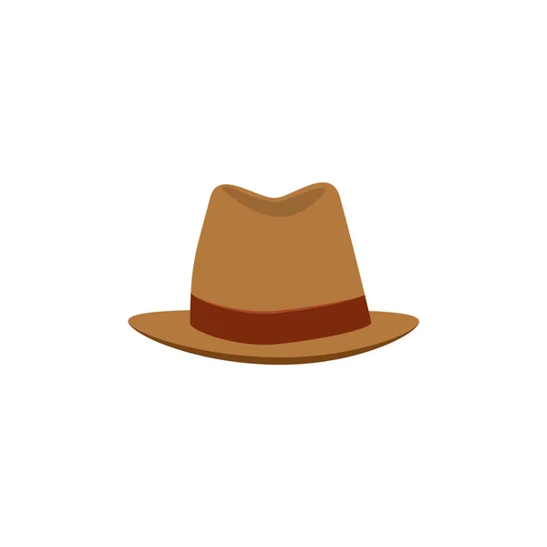 古典的な帽子 白い背景に隔離されたフラットベクトルイラスト シリンダーマンの帽子 紳士用またはカウボーイ用のヴィンテージヘッドウェア ファッションの概念 — ストックベクタ