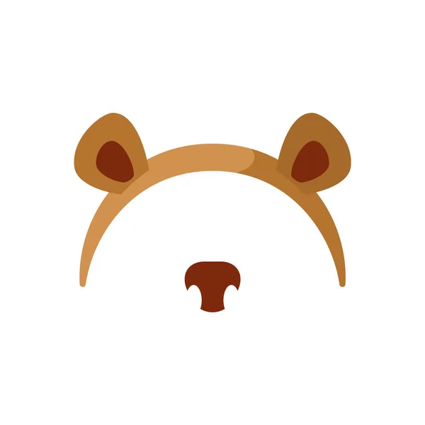 Cabeça Castanha Com Orelhas Urso Nariz Plano Ilustração Vetorial Isolada — Vetor de Stock
