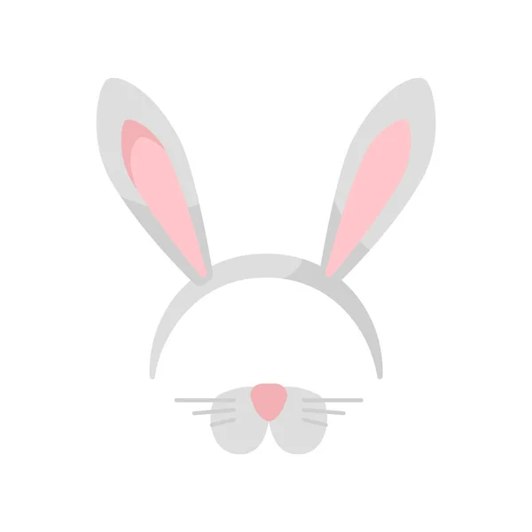 Headband Bunny Ears Nose Mustache Flat Style Vector Illustration Isolated — Stock Vector