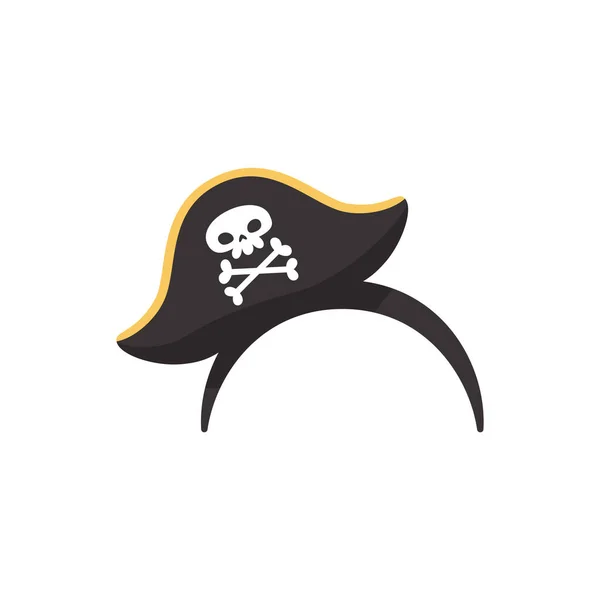 Faixa Cabeça Com Chapéu Pirata Desenho Animado Ilustração Vetorial Plana — Vetor de Stock