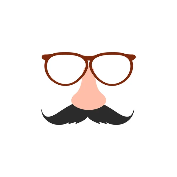 眼鏡や口ひげを持つ面白いマスク要素 白い背景に隔離されたフラット漫画ベクトルイラスト 鼻と口ひげカーニバルマスク — ストックベクタ