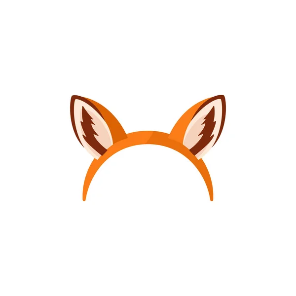 狐狸耳朵头饰用于照片应用道具 平面卡通矢量图像孤立在白色背景 狂欢节服装用头带或发带上的动物耳朵 — 图库矢量图片