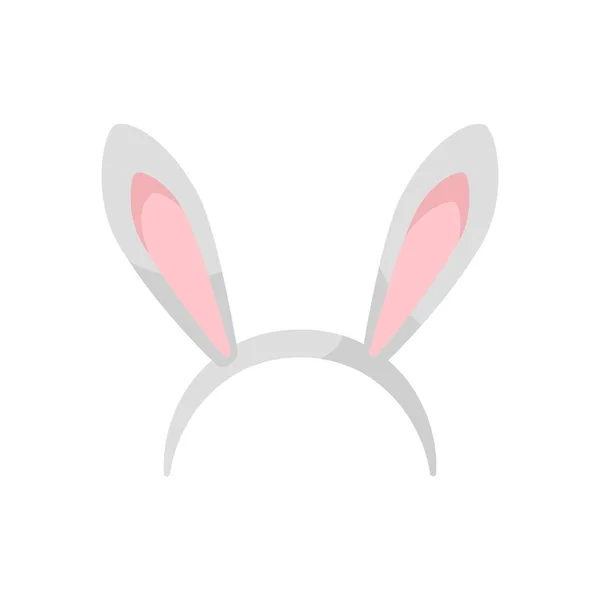 ウサギの耳フラットスタイルとヘッドバンド 白い背景に隔離されたベクトルイラスト ウサギの衣装 お祝いやパーティーのためのアクセサリー お祝いのための装飾要素 — ストックベクタ