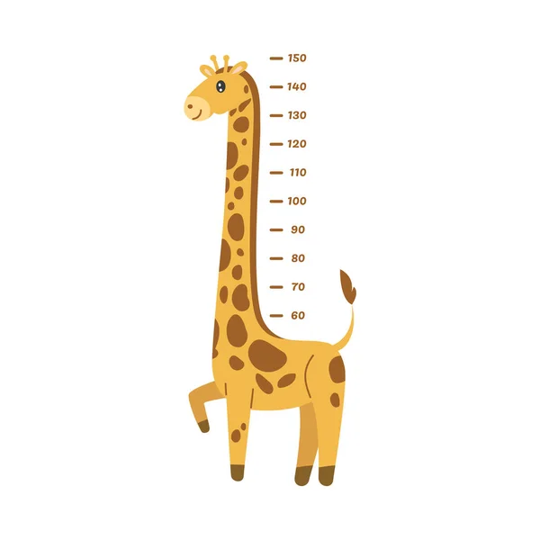 Boyunu Ölçmek Için Komik Zürafa Metresi Beyaz Arkaplanda Izole Edilmiş — Stok Vektör