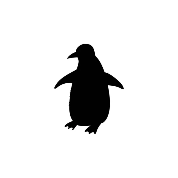 Silhuett Arktisk Eller Polär Pingvin Svart Form Kontur Vektor Illustration — Stock vektor