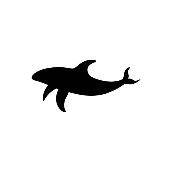 Orca Ballena Asesina Icono Silueta Negra Ilustración Vectorial Plana Aislada — Vector de stock