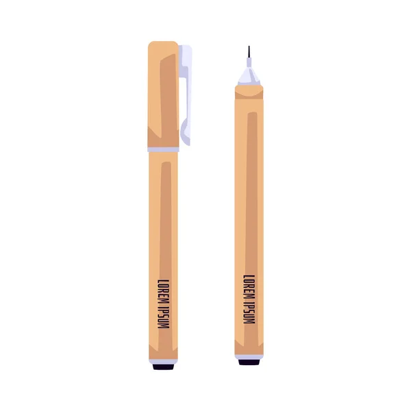 Bleistift Oder Stift Mit Dünnem Bleistift Flache Vektordarstellung Isoliert Auf — Stockvektor