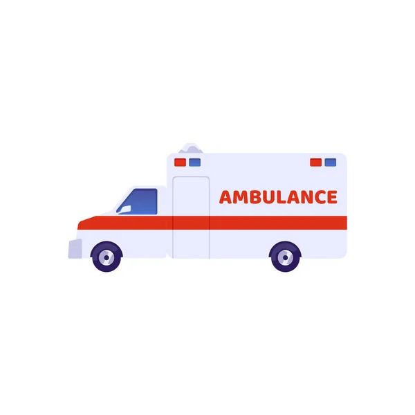 救急車や患者や負傷者のための車救急車 白い背景に隔離されたフラットベクトルイラストで病院への輸送 — ストックベクタ