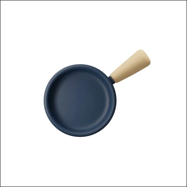 Сковородка Стиле Векторная Иллюстрация Изолирована Белом Фоне Посуда Посуда Рендеринга — стоковый вектор