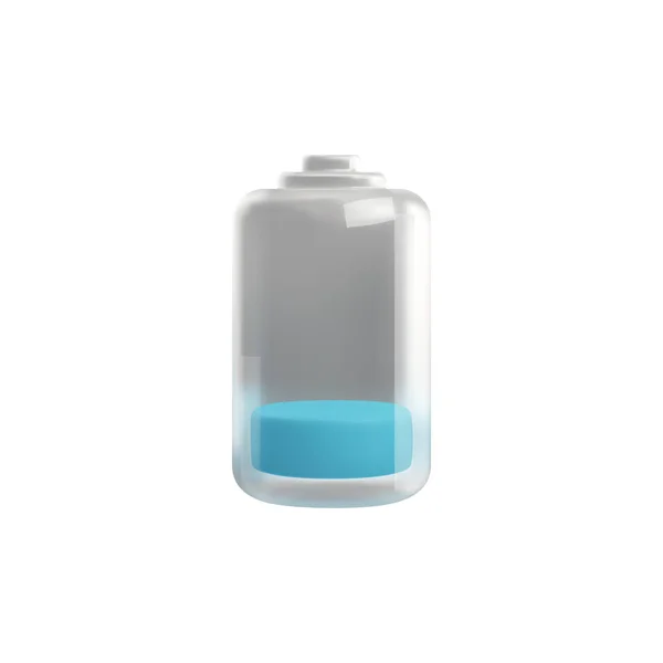 可愛い3Dスタイルの低バッテリ充電インジケータ 白い背景に隔離されたベクトル図 電話料金レベル 低エネルギーの概念 — ストックベクタ