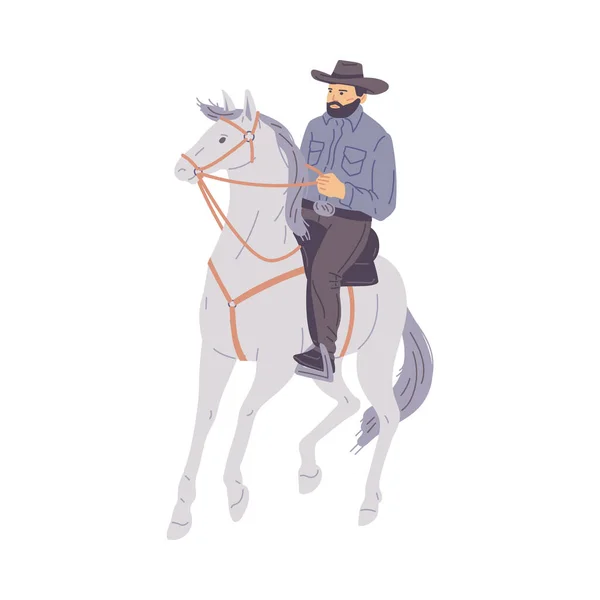 Západní Kovboj Nebo Texaský Ranger Tradičním Klobouku Ploché Vektorové Ilustrace — Stockový vektor