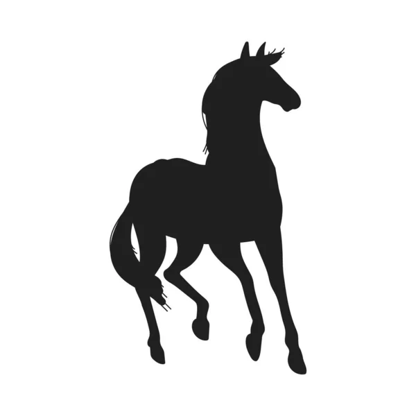 Thoroughbred Horse Frisky Running Black Silhouette Logo Emblems Vector Illustration — Stock Vector