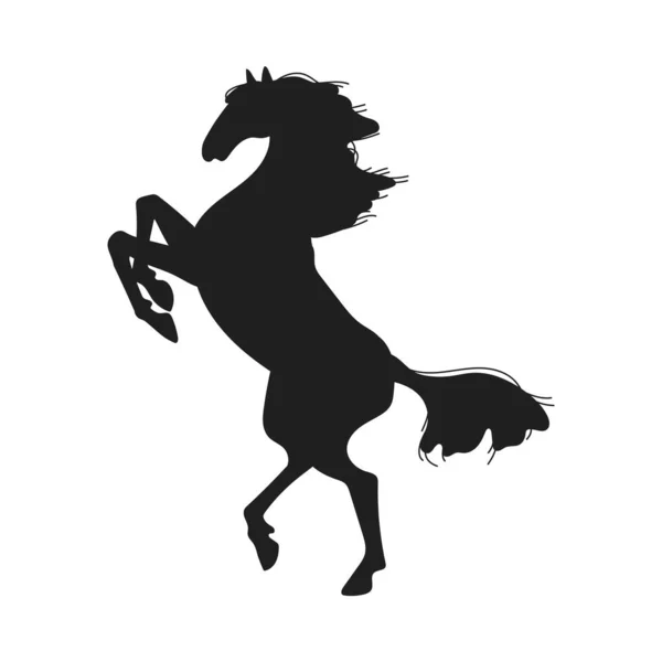 馬の黒いシルエット 白い背景に隔離されたベクトルイラスト 野生の種牡馬のアイコン 野生の西と馬のレースの概念 — ストックベクタ