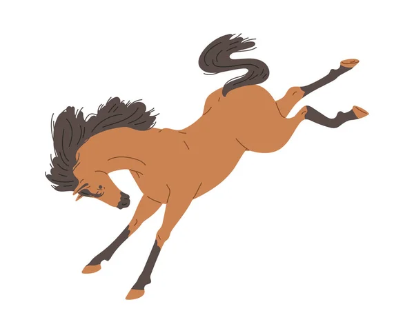美しい馬を実行してジャンプ フラットベクトルイラスト白の背景に隔離された 野生動物の絵 競馬と野生の西の概念 — ストックベクタ