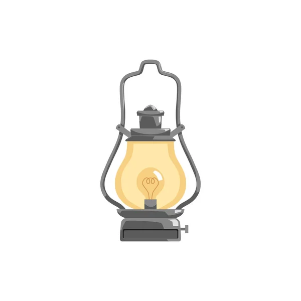 Ilustração Vetorial Plana Ícone Lanterna Vintage Chamas Isolada Fundo Branco — Vetor de Stock