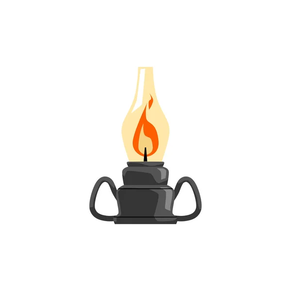 Lanterna Vintage Forma Candelabro Con Fiamma Ardente Lampada Portatile Gas — Vettoriale Stock