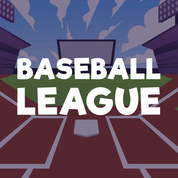 Шаблон Плаката Карточки Бейсбольных Спортивных Баннеров Соревнований Лиги Плоская Векторная — стоковый вектор