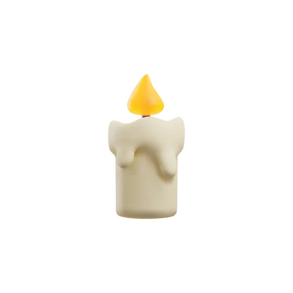 円筒形のキャンドルスティックを燃焼 白い背景に隔離された3Dリアルなベクトルイラスト 燃える炎のデザイン要素と香りや家の装飾キャンドル — ストックベクタ