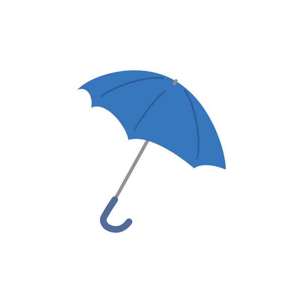 Blue Open Umbrella Sign Icon Flat Vector Illustration Isolated White — Stock Vector