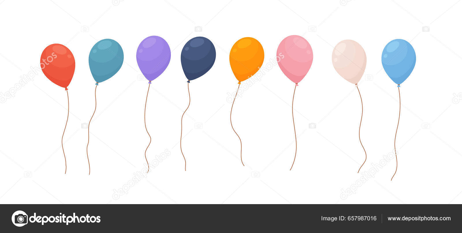 Ensemble Ballons Colorés Illustration Vectorielle Plate Dessin Animé Isolé  Sur Vecteur par ©Sabelskaya 657987016