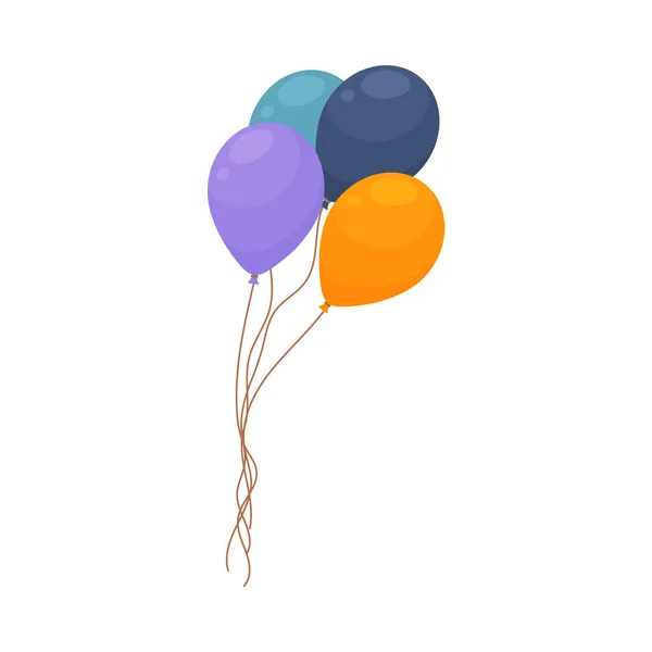 休日の気球の多色束 白い背景に隔離された平らな漫画のベクトル図 誕生日やパーティーのお祝いのための風船の束 — ストックベクタ