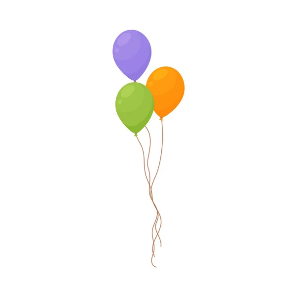 Bündel Von Luftballons Für Geburtstagsparty Und Feiertagsdekoration Flache Cartoon Vektor — Stockvektor