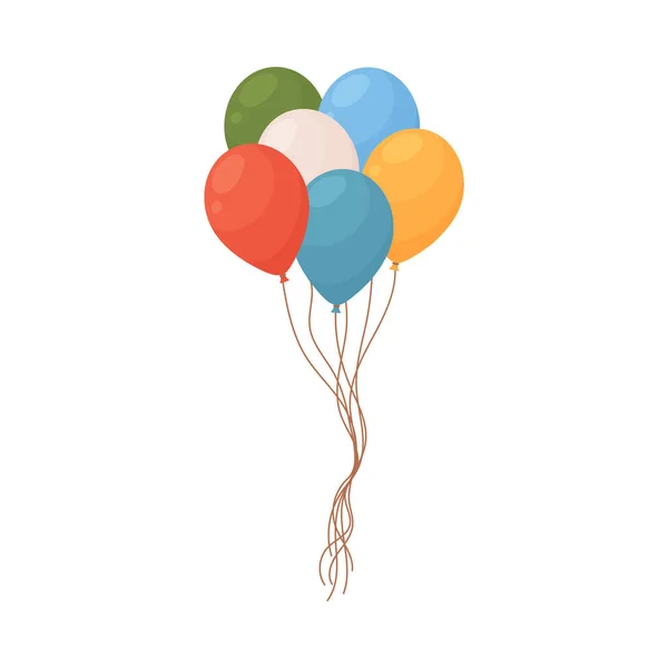 Bunch Van Gekleurde Rubberen Ballonnen Met Touw Voor Verjaardag Feest — Stockvector