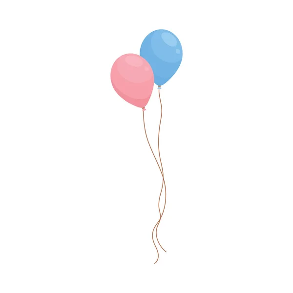 Balões Borracha Cor Rosa Azul Ilustração Vetorial Desenhos Animados Plana — Vetor de Stock