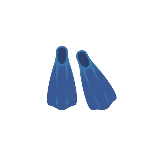 Dykare Flippers Platt Vektor Illustration Isolerad Vit Bakgrund Tofflor Plagg — Stock vektor