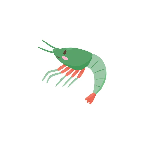 Krevety Nebo Malé Mořské Korýše Zvíře Skupiny Zooplankton Ploché Kreslené — Stockový vektor