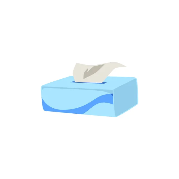 干洗在蓝色的盒子扁平风格 向量插图孤立在白色的背景 纸板包装 装饰设计元件 擦拭工具的卫生 — 图库矢量图片