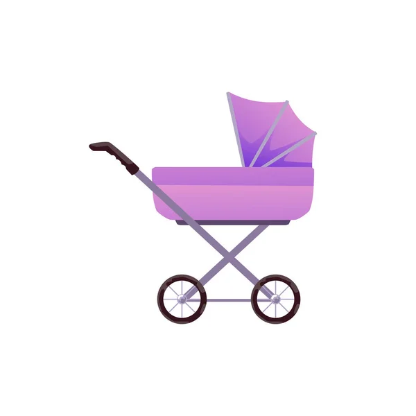 Baby Stroller Pram Flat Vector Illustration Isolated White Background Pushchair — Stock Vector