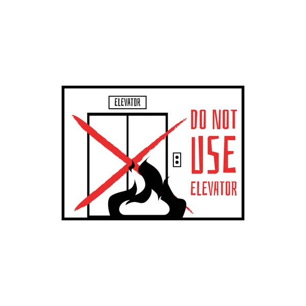 Verbotsregel Verwenden Sie Den Aufzug Falle Von Feuer Plakat Oder — Stockvektor