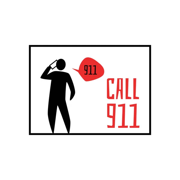 Volejte 911 Záchranné Služby Banner Nebo Plakát Design Vektorové Ilustrace — Stockový vektor