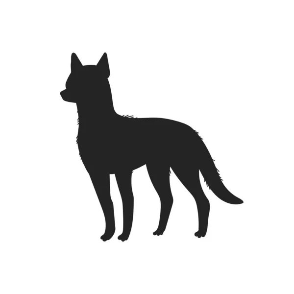 狐狸动物的黑色轮廓图标矢量图像孤立在白色背景 全长狐狸站立的黑色模板形状 用于装饰和印刷 — 图库矢量图片