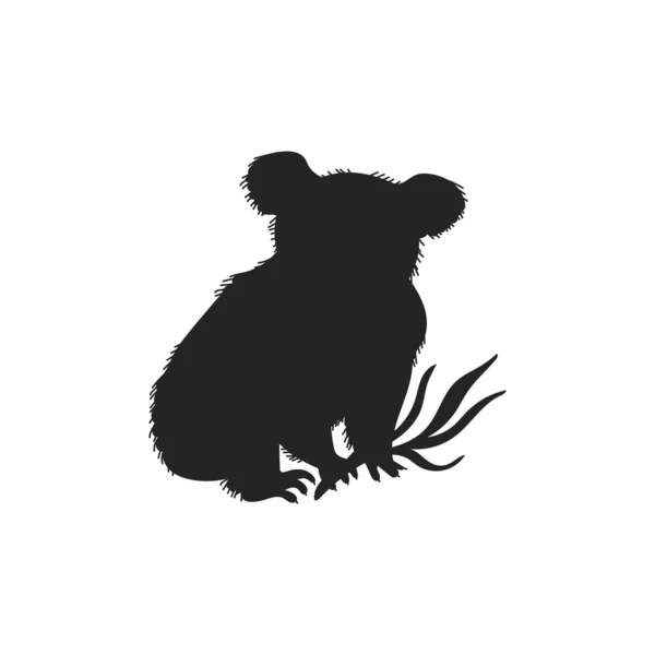 Koala Australischer Bär Schwarze Silhouette Symbol Vektorillustration Isoliert Auf Weißem — Stockvektor
