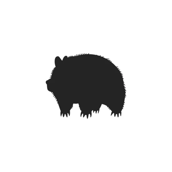 Černá Silueta Wombat Zvíře Vektorové Ilustrace Izolované Bílém Pozadí Monochromatická — Stockový vektor